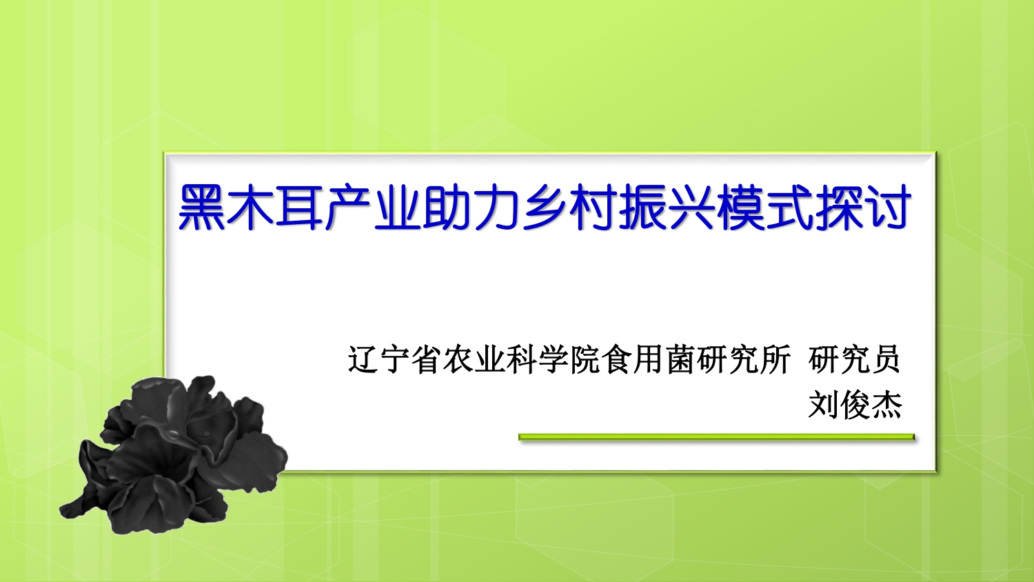 劉俊杰 黑木耳產業(yè)助力鄉(xiāng)村振興模式探討